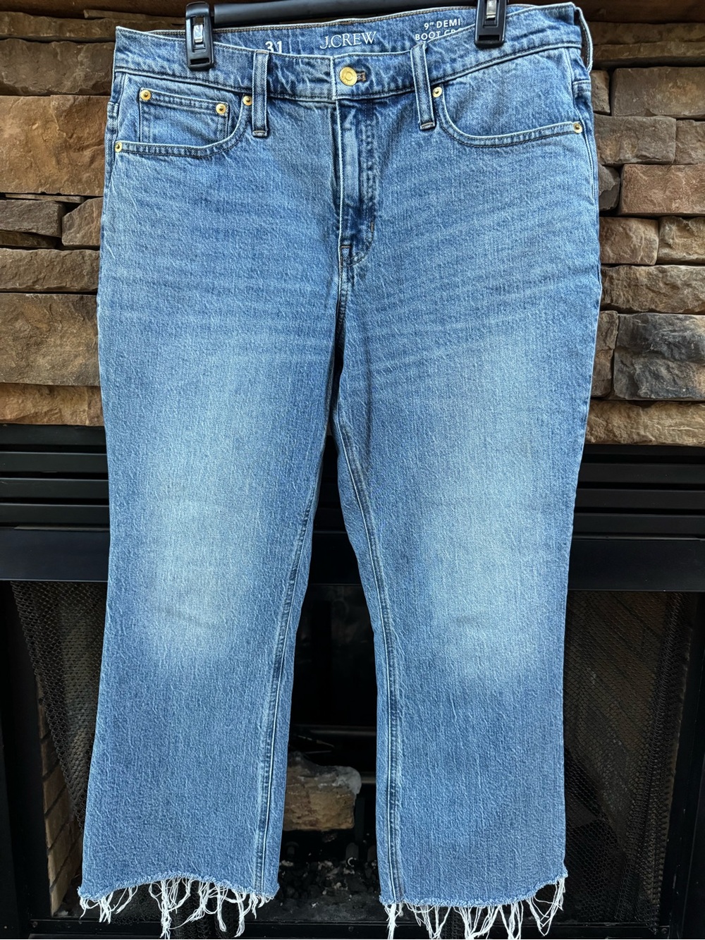 J.Crew 9” Demi Boot Cut Cropped Frayed-Hem Jeans 12 / 31 like new